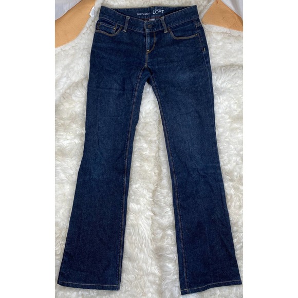 Ann Taylor LOFT Woman's Curvy Boot Dark Wash Jeans Sz 0 - Picture 2 of 7